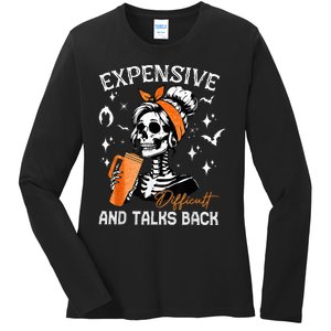 Expensive Difficult & Talks Back Halloween Mama Skeleton Ladies Long Sleeve Shirt