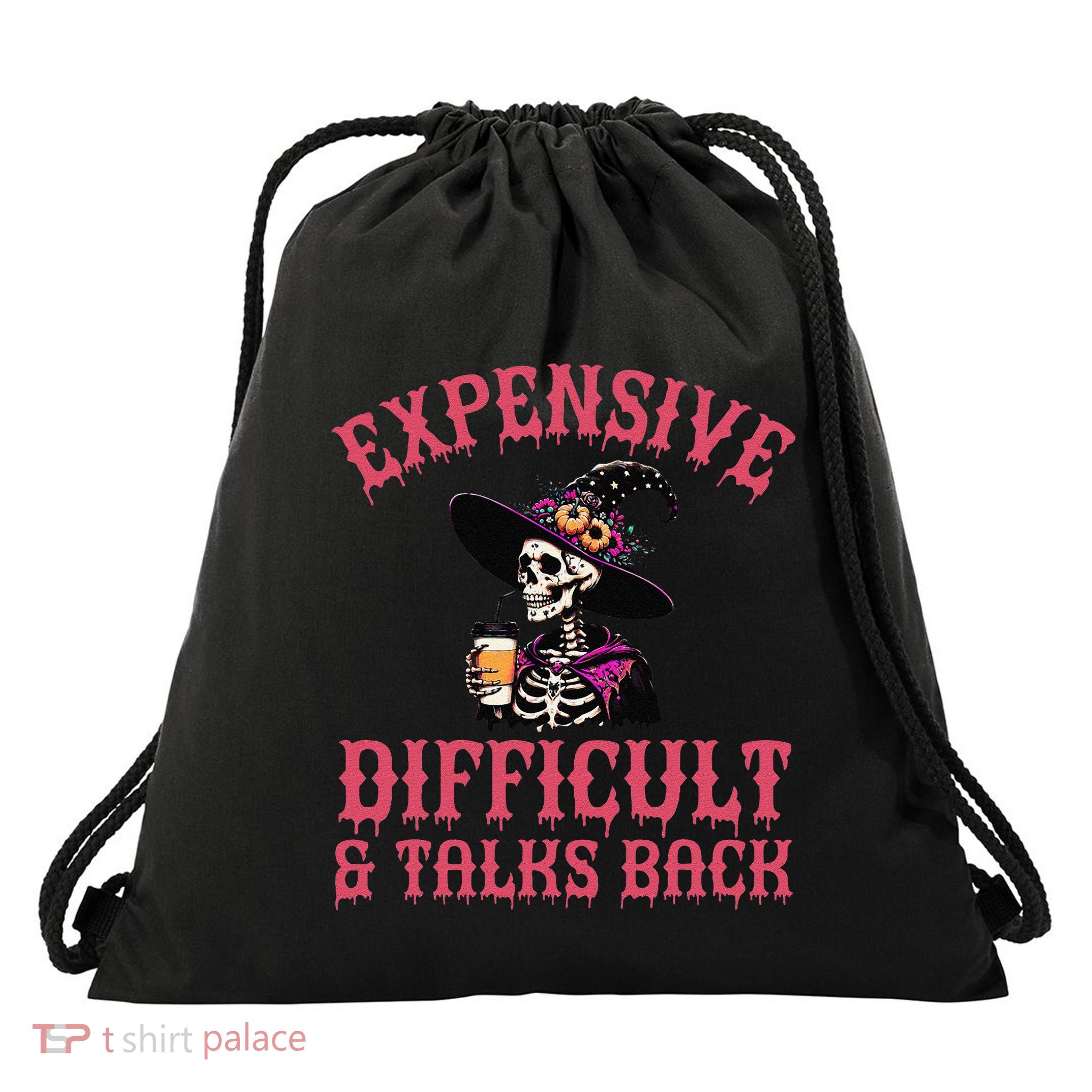 Expensive Difficult & Talks Back Halloween Mama Skeleton Drawstring Bag