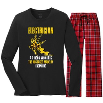 Electrician Definition The Mistakkes Made By Women's Long Sleeve Flannel Pajama Set 