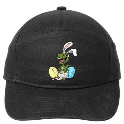 Easter Day T Rex With Bunny Ears Eggs Funny 7-Panel Snapback Hat