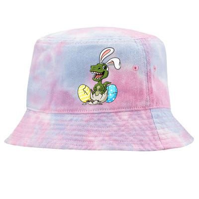 Easter Day T Rex With Bunny Ears Eggs Funny Tie-Dyed Bucket Hat