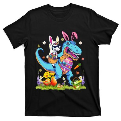 Easter Day Unicorn Riding T-rex Bunny Dinosaur T-Shirt