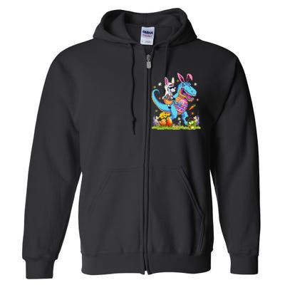 Easter Day Unicorn Riding T-rex Bunny Dinosaur Full Zip Hoodie