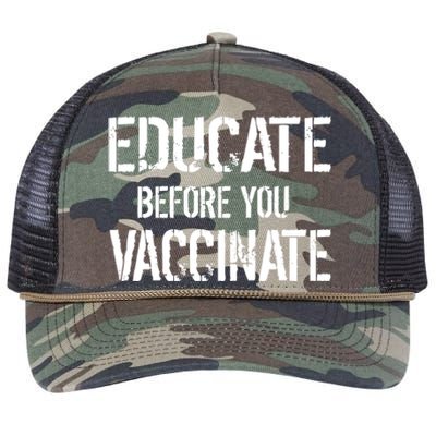 Educate Before You Vaccinate  Retro Rope Trucker Hat Cap