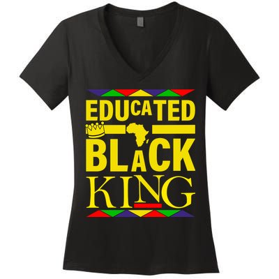 Educated Black King Women's V-Neck T-Shirt