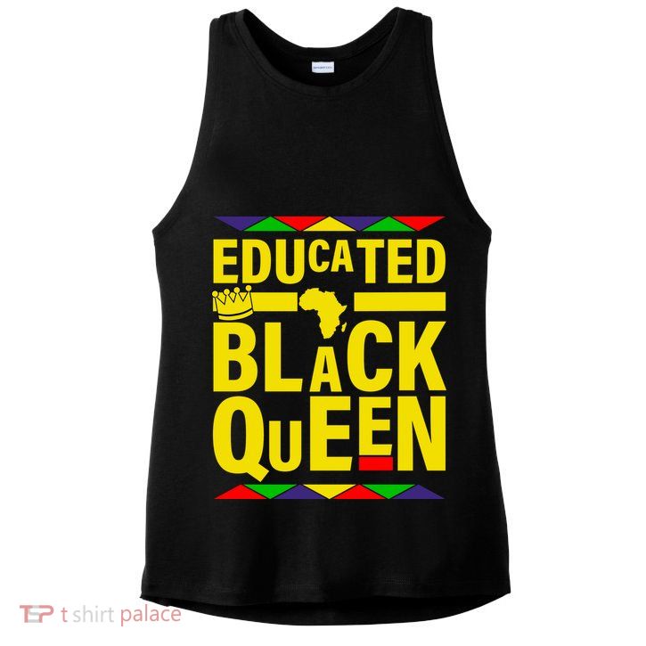 Educated Black Queen Ladies PosiCharge Tri-Blend Wicking Tank