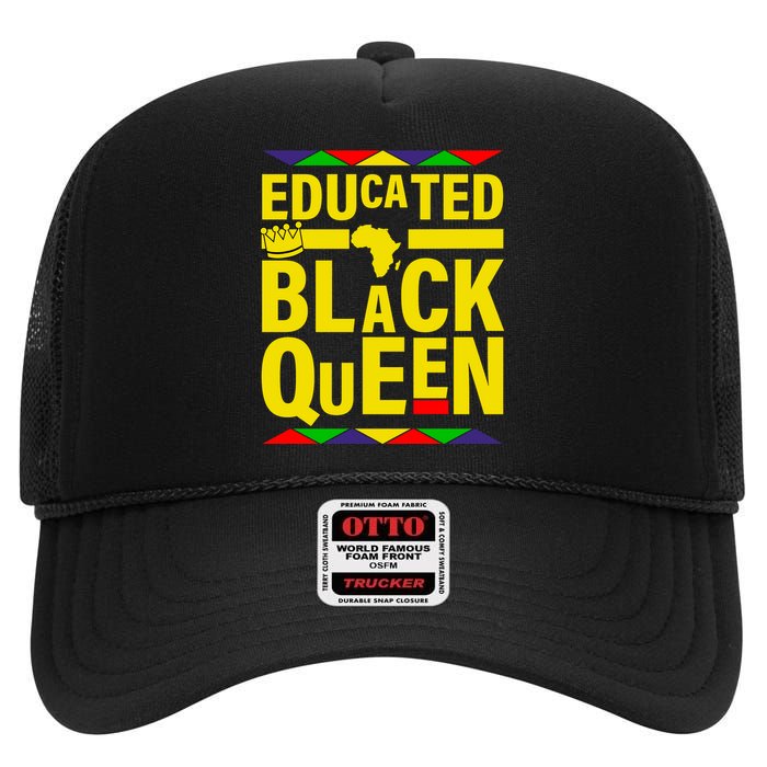 Educated Black Queen High Crown Mesh Back Trucker Hat