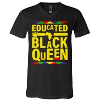 Educated Black Queen V-Neck T-Shirt