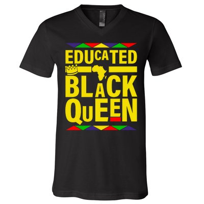 Educated Black Queen V-Neck T-Shirt