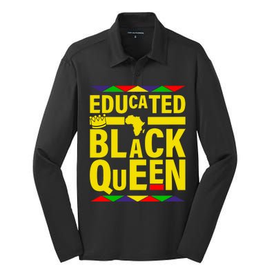 Educated Black Queen Silk Touch Performance Long Sleeve Polo