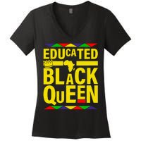 Educated Black Queen Women's V-Neck T-Shirt