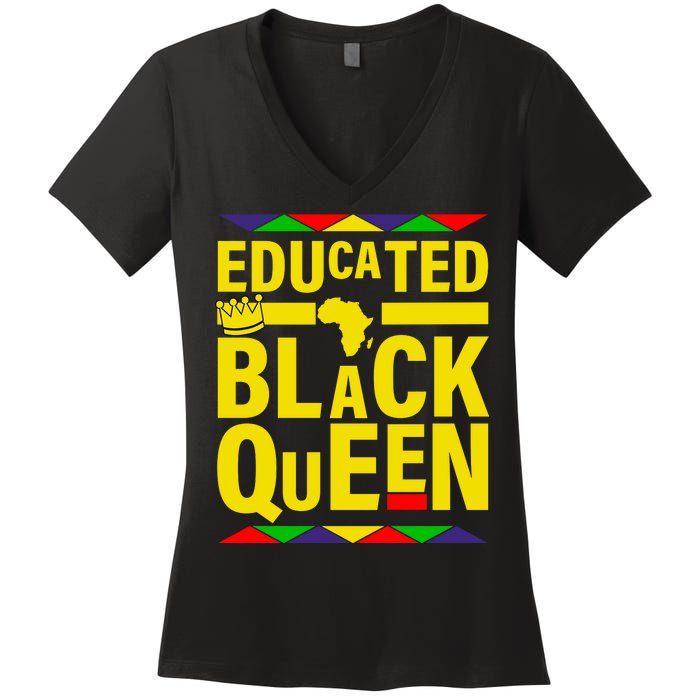 Educated Black Queen Women's V-Neck T-Shirt