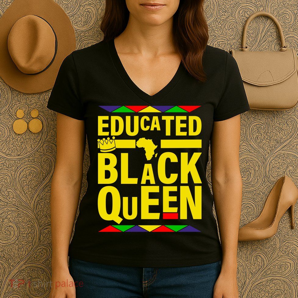 Educated Black Queen Women's V-Neck T-Shirt