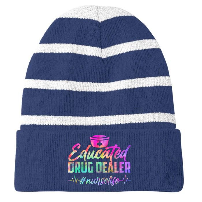 Educated Drug Dealer Nurselife Striped Beanie with Solid Band