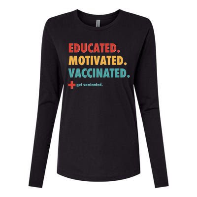 Educated Motivated Vaccinated Get Vaccinated  Womens Cotton Relaxed Long Sleeve T-Shirt