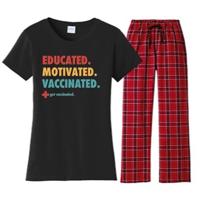 Educated Motivated Vaccinated Get Vaccinated  Women's Flannel Pajama Set