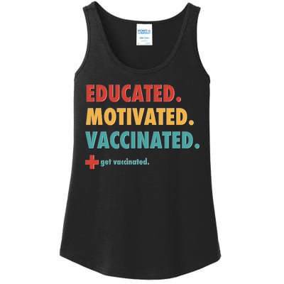 Educated Motivated Vaccinated Get Vaccinated  Ladies Essential Tank