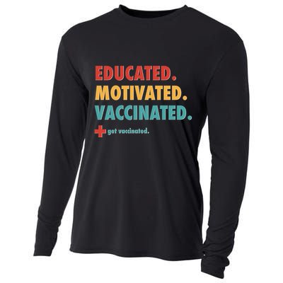Educated Motivated Vaccinated Get Vaccinated  Cooling Performance Long Sleeve Crew
