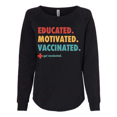 Educated Motivated Vaccinated Get Vaccinated  Womens California Wash Sweatshirt