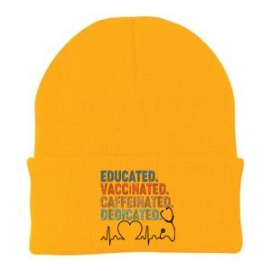 Educated Vaccinated Caffeinated Dedicated Heartbeat Stethoscope Knit Cap Winter Beanie