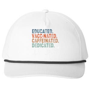 Educated Vaccinated Caffeinated Dedicated Heartbeat Stethoscope Snapback Five-Panel Rope Hat