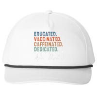 Educated Vaccinated Caffeinated Dedicated Heartbeat Stethoscope Snapback Five-Panel Rope Hat