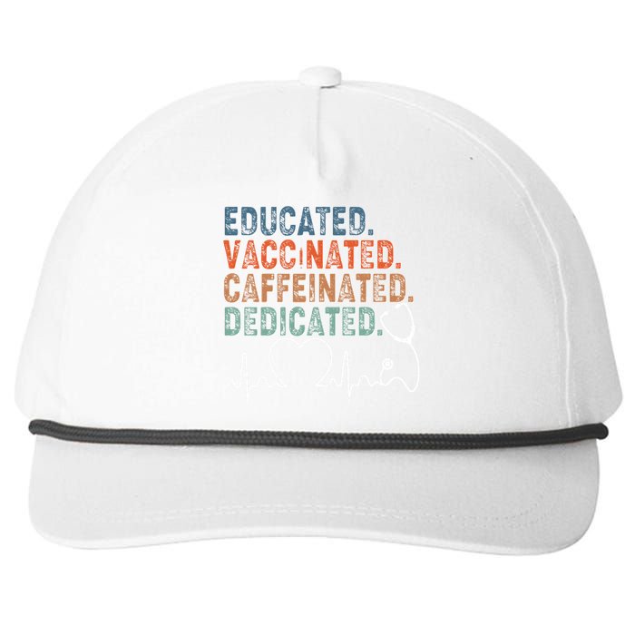 Educated Vaccinated Caffeinated Dedicated Heartbeat Stethoscope Snapback Five-Panel Rope Hat