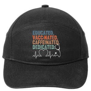 Educated Vaccinated Caffeinated Dedicated Heartbeat Stethoscope 7-Panel Snapback Hat