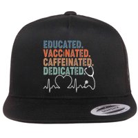 Educated Vaccinated Caffeinated Dedicated Heartbeat Stethoscope Flatbill Hat