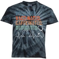 Educated Vaccinated Caffeinated Dedicated Heartbeat Stethoscope Kids Tie-Dye T-Shirt