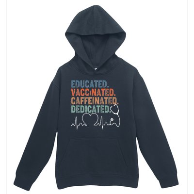 Educated Vaccinated Caffeinated Dedicated Heartbeat Stethoscope Urban Pullover Hoodie