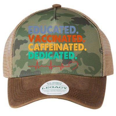 Educated Vaccinated Caffeinated Dedicated Nurse Legacy Tie Dye Trucker Hat