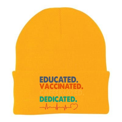 Educated Vaccinated Caffeinated Dedicated Nurse Knit Cap Winter Beanie