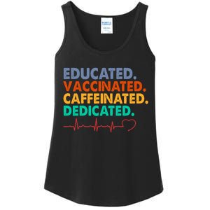 Educated Vaccinated Caffeinated Dedicated Nurse Ladies Essential Tank