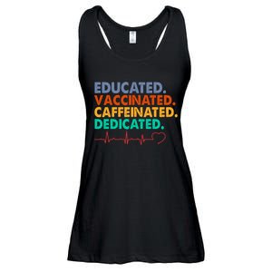 Educated Vaccinated Caffeinated Dedicated Nurse Ladies Essential Flowy Tank