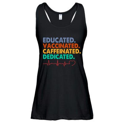 Educated Vaccinated Caffeinated Dedicated Nurse Ladies Essential Flowy Tank