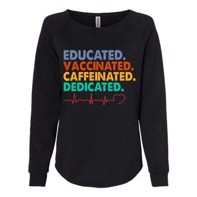 Educated Vaccinated Caffeinated Dedicated Nurse Womens California Wash Sweatshirt