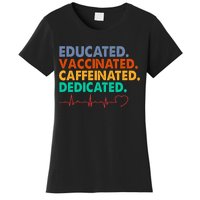 Educated Vaccinated Caffeinated Dedicated Nurse Women's T-Shirt