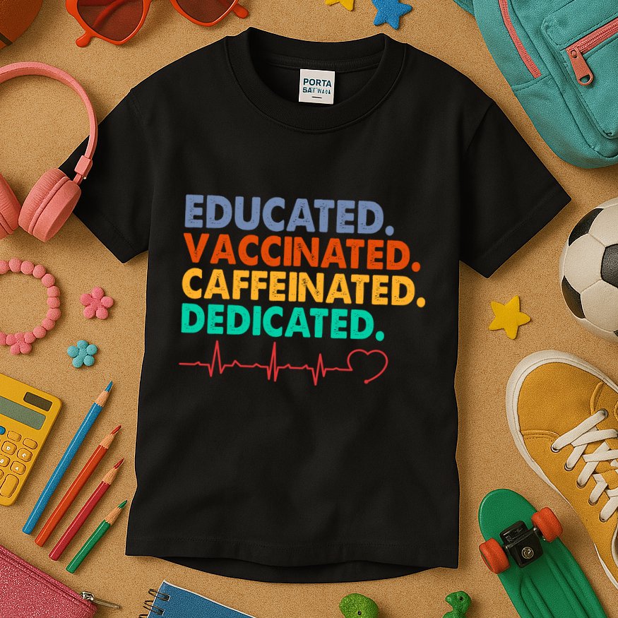 Educated Vaccinated Caffeinated Dedicated Nurse Kids T-Shirt