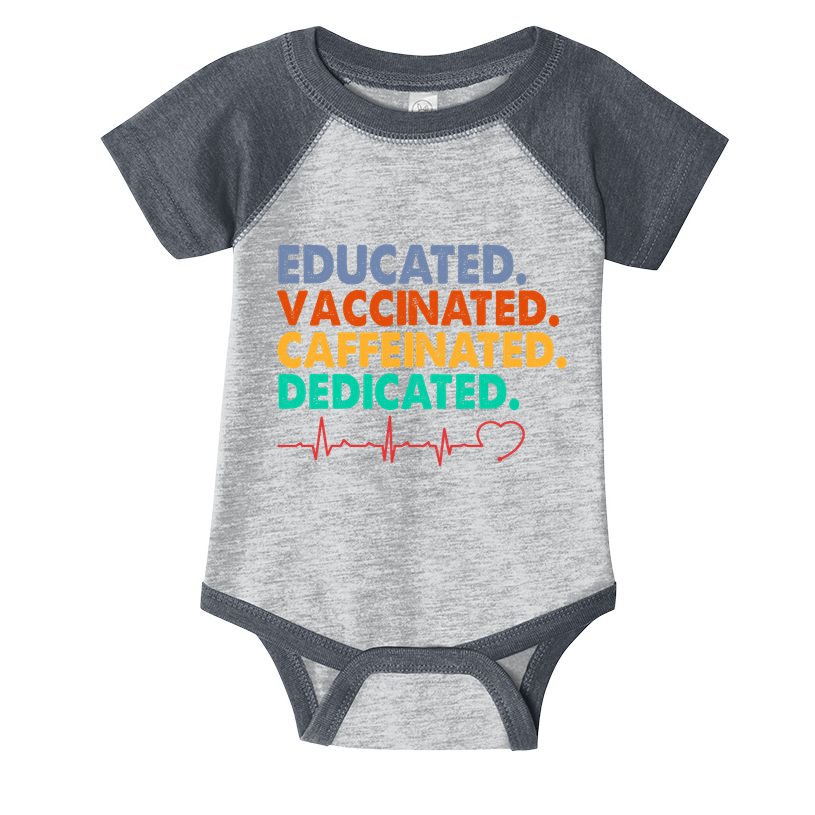 Educated Vaccinated Caffeinated Dedicated Nurse Infant Baby Jersey Bodysuit
