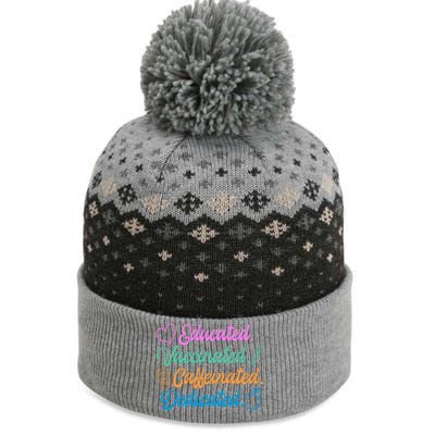 Educated Vaccinated Caffeinated Dedicated Teachers The Baniff Cuffed Pom Beanie