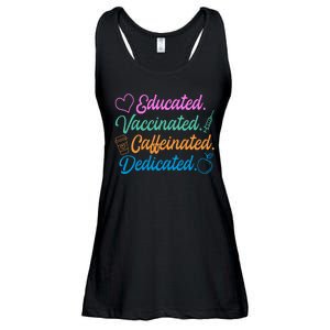 Educated Vaccinated Caffeinated Dedicated Teachers Ladies Essential Flowy Tank