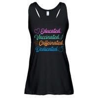 Educated Vaccinated Caffeinated Dedicated Teachers Ladies Essential Flowy Tank