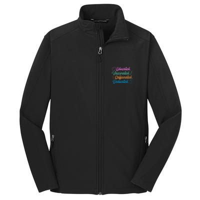 Educated Vaccinated Caffeinated Dedicated Teachers Core Soft Shell Jacket