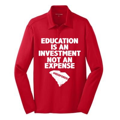 Education Is An Investment Not An Expense Silk Touch Performance Long Sleeve Polo