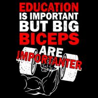 Education Is Important Big Biceps Are Importanter Cropped Pullover Crew
