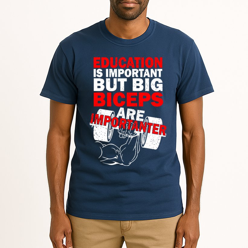 Education Is Important Big Biceps Are Importanter Tall T-Shirt