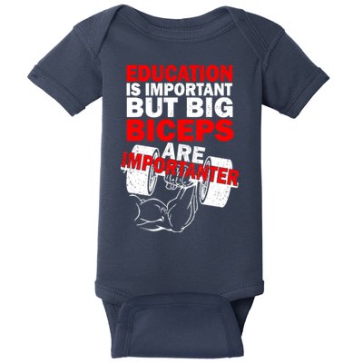 Education Is Important Big Biceps Are Importanter Baby Bodysuit