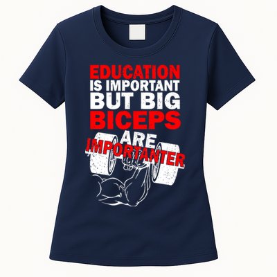 Education Is Important Big Biceps Are Importanter Womens T-Shirt