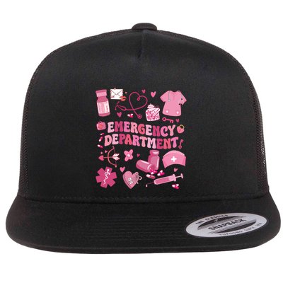 Emergency Department Valentine Funny Er Nurse Flatbill Hat